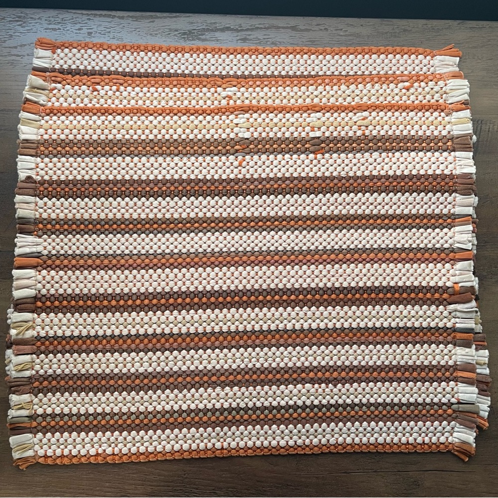 Vintage Handwoven Retro Placemats and Crochet Pot Holder Set - Picture 2 of 6